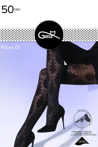 Elegantní vzorované černé punčocháče Gatta