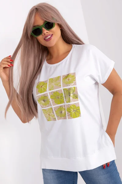 Bavlněné dámské tričko se barevným potiskem FPrice