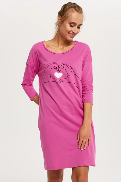 Růžová dámská noční košile s potiskem Italian Fashion