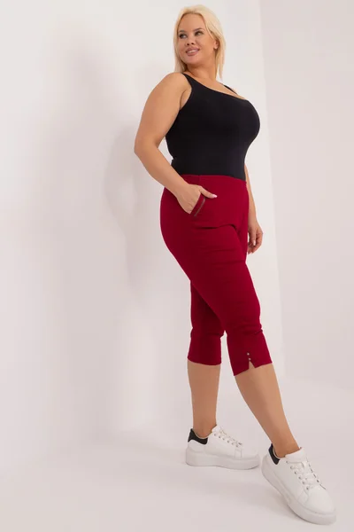 Dámské vínové plus size 3/4 kalhoty FPrice