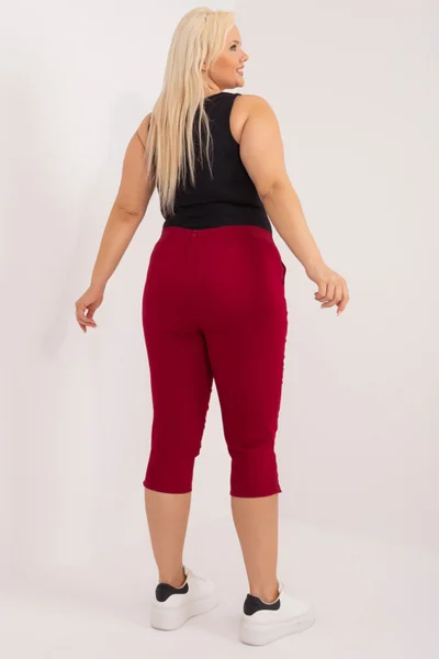 Dámské vínové plus size 3/4 kalhoty FPrice