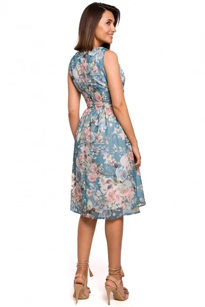 Světle modré lehké letní šaty s květinovým vzorem Style