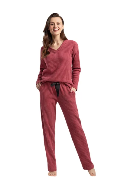 Béžové dámské pyžamo s dlouhými kalhotami Luna 3XL