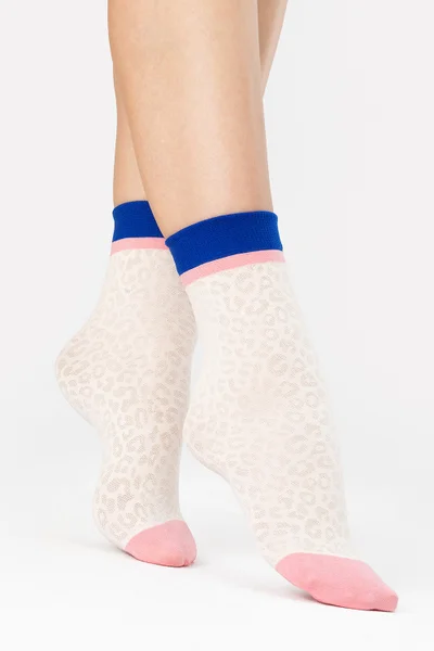 Dámské bílé ponožky s barevným označením prstů a lemu Fiore