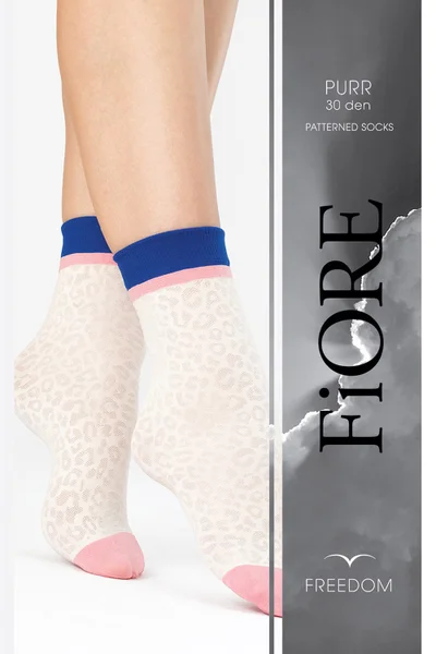 Dámské bílé ponožky s barevným označením prstů a lemu Fiore