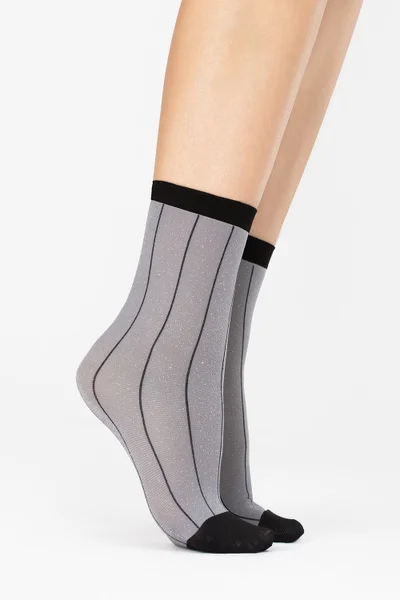 Dámské šedé ponožky s pruhy Fiore