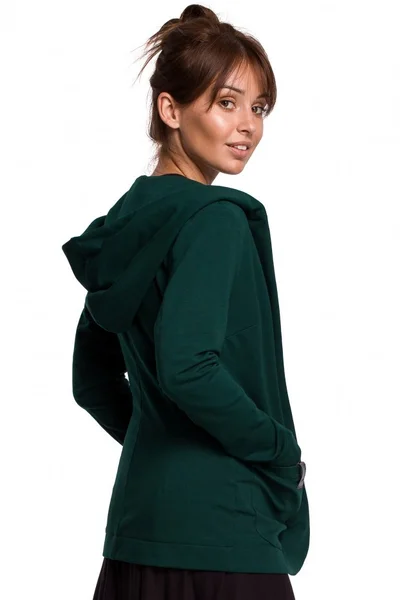 Tmavě zelené dámské ležérní sako s kapucí BeWear