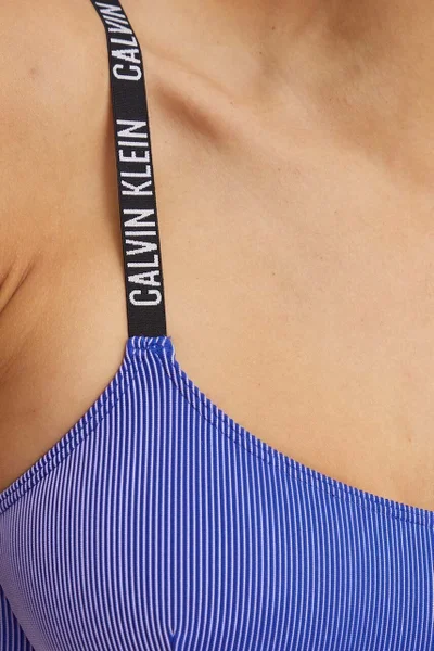 Modrá žebrovaná plavková podprsenka Calvin Klein