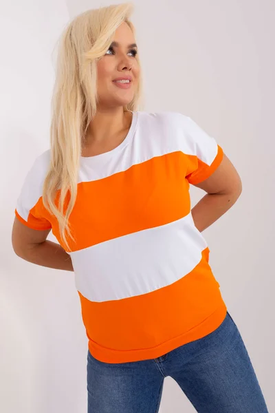 Dámská ležérní ecru-oranžová halenka FPrice Plus Size