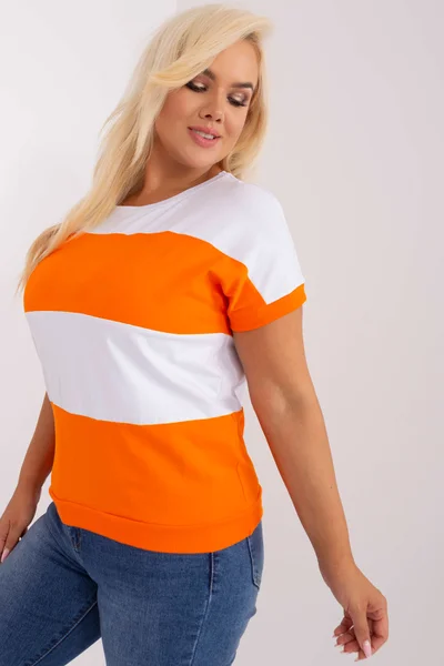 Dámská ležérní ecru-oranžová halenka FPrice Plus Size