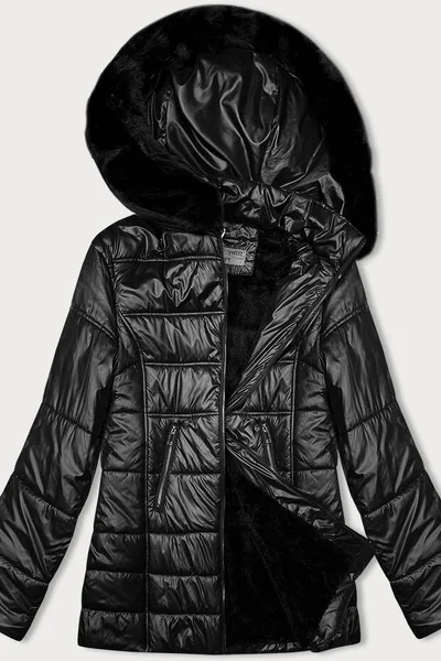 Černá dámská bunda s kapucí S'WEST rovný střih