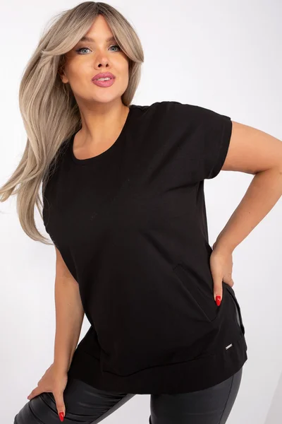 Hladké dámské černé tričko univerzální velikost FPrice
