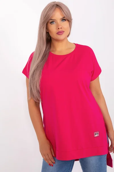 Dámské tmavě růžové asymetrické tričko univerzální velikost FPrice
