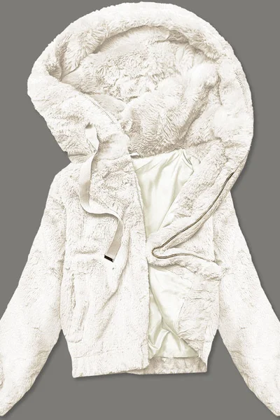 Krátká dámská kožešinová bunda v ecru barvě U577 S'WEST