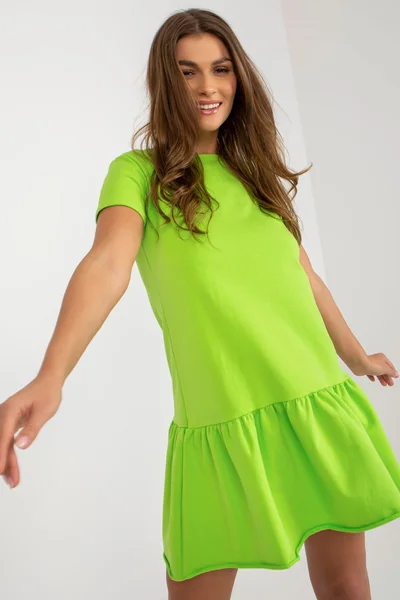 Neon zelené dámské mini šaty s krátkým rukávem FPrice