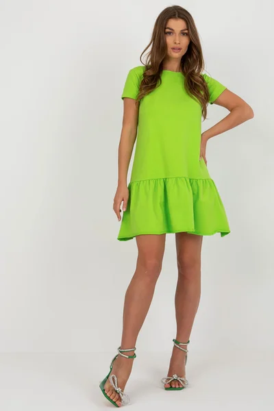 Neon zelené dámské mini šaty s krátkým rukávem FPrice