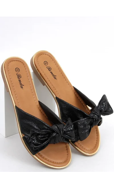 Černé dámské pantofle s mašlí Inello