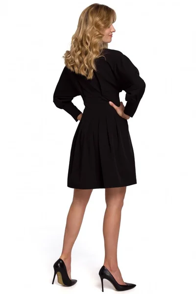 Černé mini šaty s rukávy s manžetou Makeover