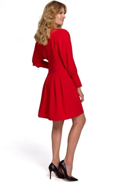 Červené mini šaty s rukávy s manžetou Makeover
