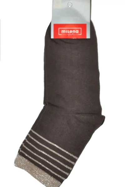 Dámské ponožky Milena I705 proužky Z833 (barva czarny)