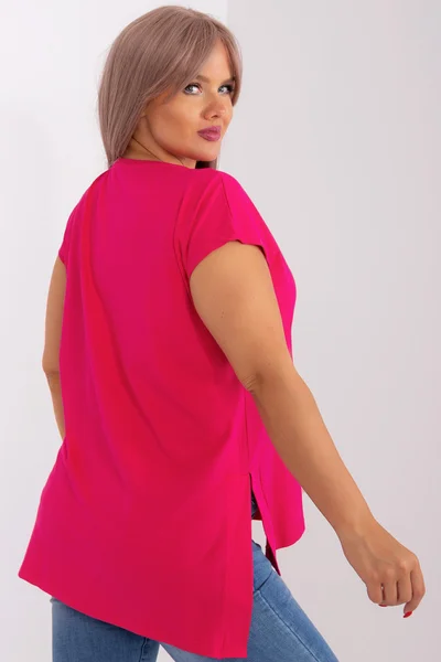 Tmavě růžové volné dámské tričko s krátkým rukávem FPrice