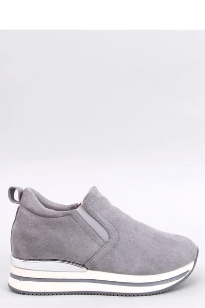 Světle šedé semišové dámské nazouvací boty Inello