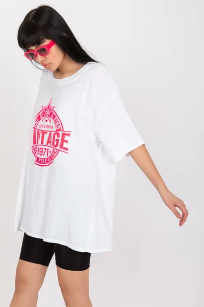 Dámské triko DHJ TS O738 bílá a růžová FPrice