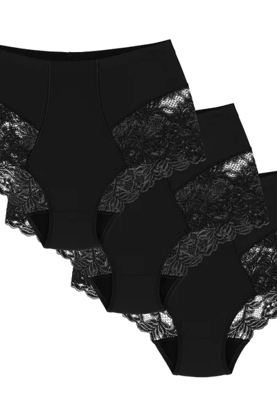 Černé krajkové dámské kalhotky Wol-Bar 3ks v balení