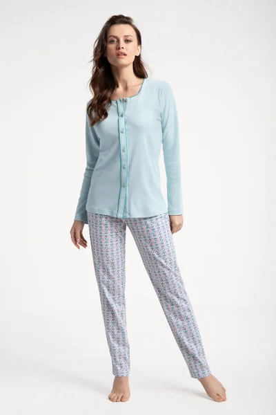 Dvoubarevné bavlněné dámské dlouhé pyžamo Luna