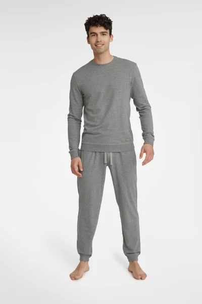 Světle šedé pánské bavlněné pyžamo Henderson