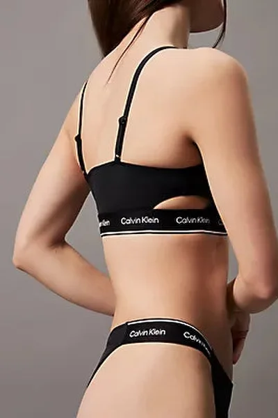 Černý bikiny top s tenkými ramínky Calvin Klein