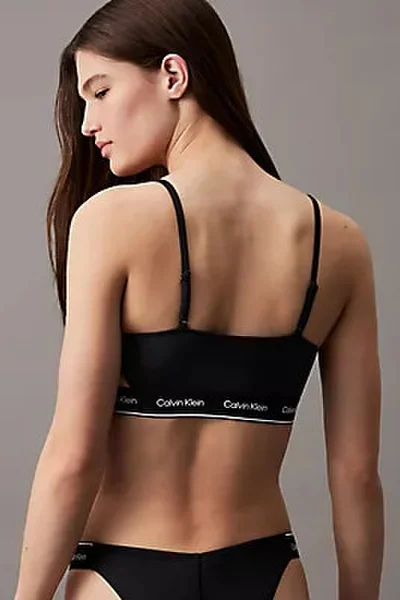 Černý bikiny top s tenkými ramínky Calvin Klein