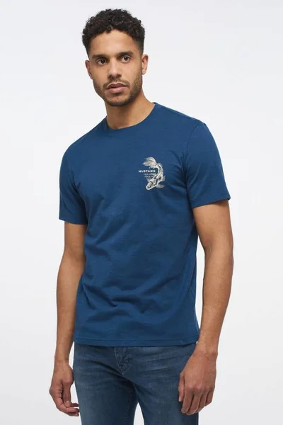 Tmavě modré pánské bavlněné tričko s logem Mustang