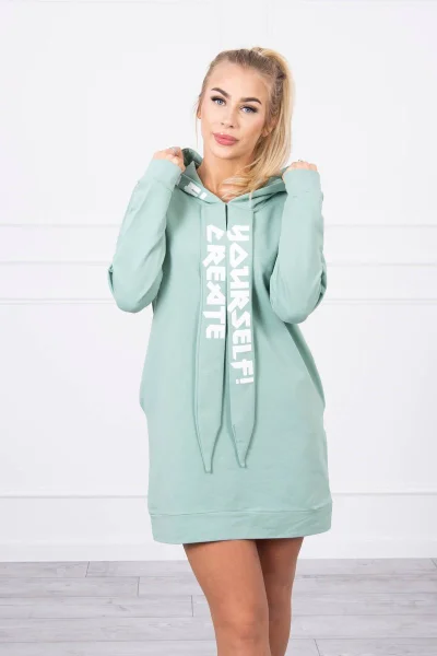 Šaty Oversize s kapucí tmavě mint - Kesi