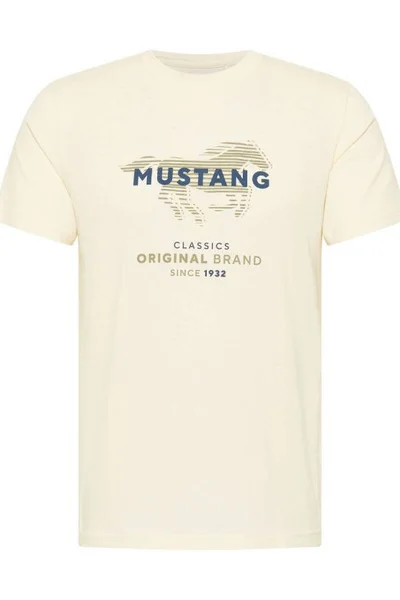 Ecru krémové pánské tričko s logem Mustang