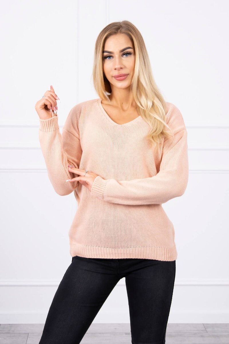 Světle růžový dámský V-neck pulovr Kesi, UNI i646_1022912