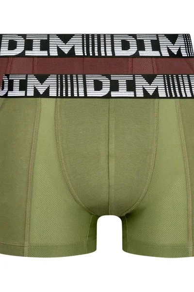 Pánské bavlněné boxerky 2ks DIM hnědé a zelené