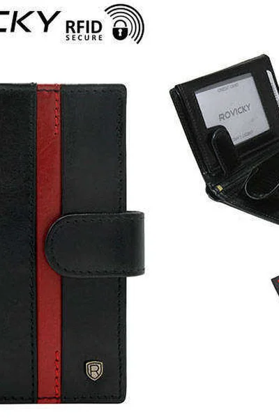Červeno-černá pánská peněženka z přírodní kůže FPrice