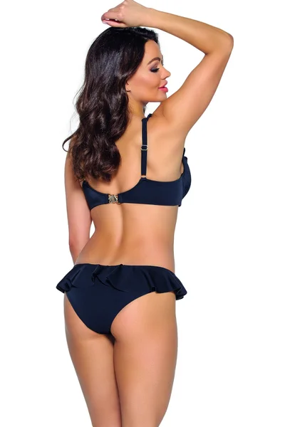 Černá vyztužená bikiny podprsenka s volánky Ava plus size