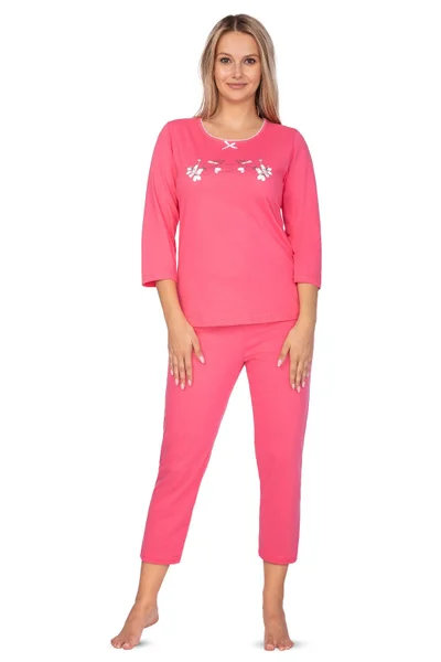 Jednobarevné dámské pyžamo v 3/4 střihu Regina plus size