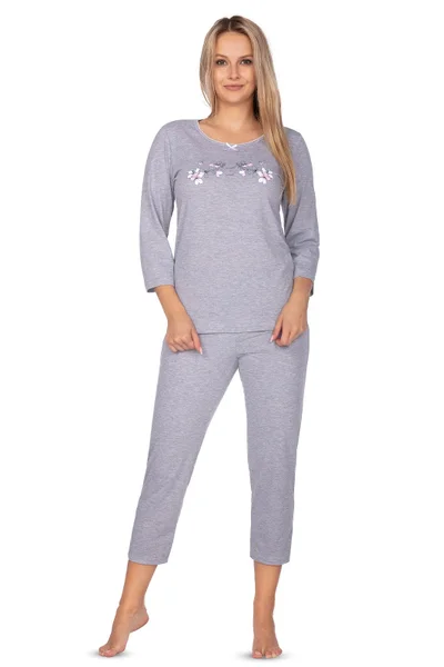 Jednobarevné dámské pyžamo v 3/4 střihu Regina plus size