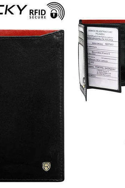 Pánská kožená peněženka červeno-černá FPrice