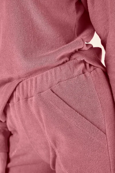Jednobarevné hřejivé dámské pyžamo Taro dlouhý střih