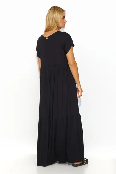 Dlouhé dámské černé šaty plus size Makadamia