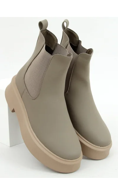 Khaki dámské zateplené kotníčkové boty Inello