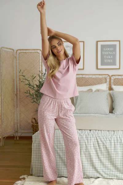Světle růžové dámské dlouhé pyžamo DOCTOR NAP