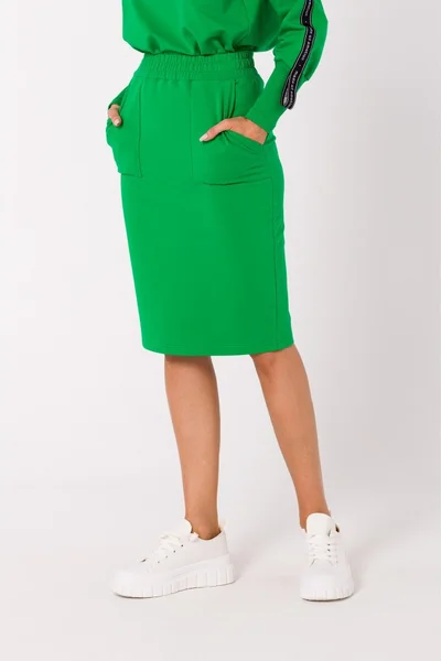 Dámská bavlněná zelená sukně ke kolenům Moe