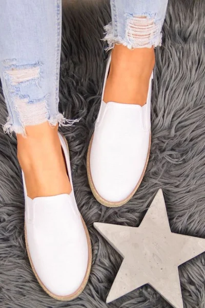 Dámské bílé plátěné nazouvací espadrilky Big Star