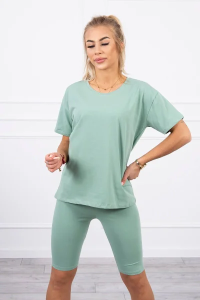 Dámský set top + capri legíny tmavě mint Kesi