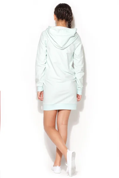 Dámské teplákové bavlněné mini šaty s kapucí Katrus